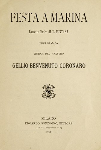 Festa a marina / V. Fontana, A.C., music by Gellio Benvenuto Coronaro