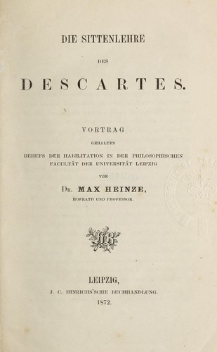 Die Sittenlehre des Descartes