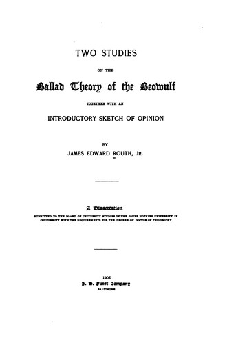 Two studies on the ballad theory of the Beowulf