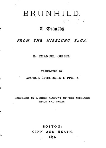 Brunhild: A Tragedy from the Nibelung Saga