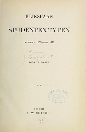 Studenten-typen, December 1839-Mei 1941