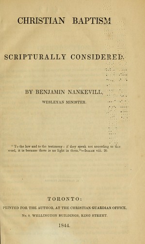Christian baptism scripturally considered