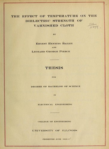 The effect of temperature on the dielectric strength of varnished cloth