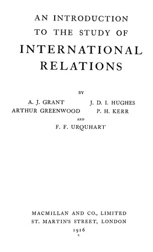 An introduction to the study of international relations