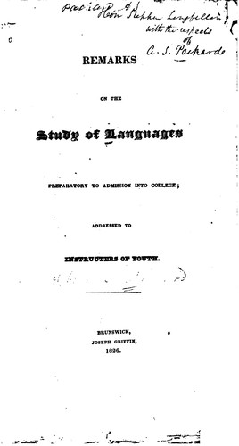Remarks on the Study of Languages, Preparatory to Admission Into College