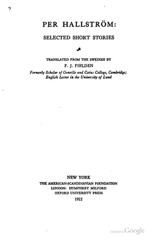 Per Hallström; selected short stories