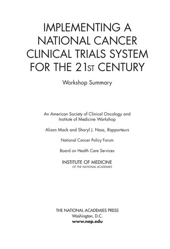 Implementing a national cancer clinical trials system for the 21st century