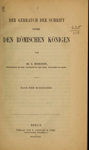 Der gebrauch der schrift un'er den römischen königen