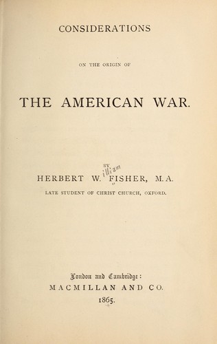 Considerations on the origin of the American war