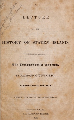A lecture on the history of Staten Island