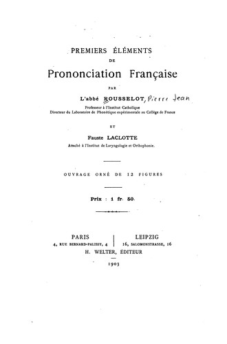 Premiers éléments de prononciation française
