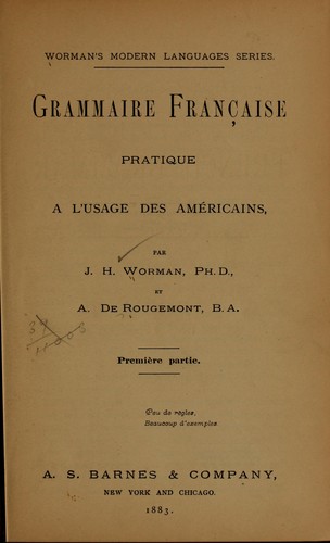 Grammaire française pratique à l'usage des Américains