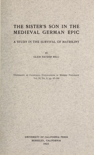 The sister's son in the medieval German epic