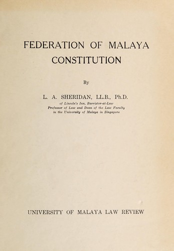 The Federation of Malaya Constitution