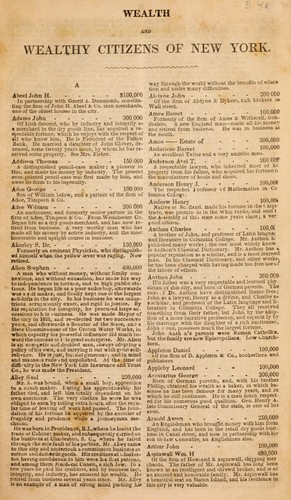 Wealth and wealthy citizens of New York