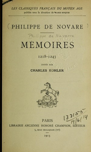 Mémoires [de] Philippe de Novare, 1218-1243