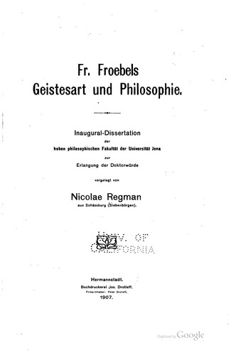 Fr. Froebels geistesart und philosophie ..