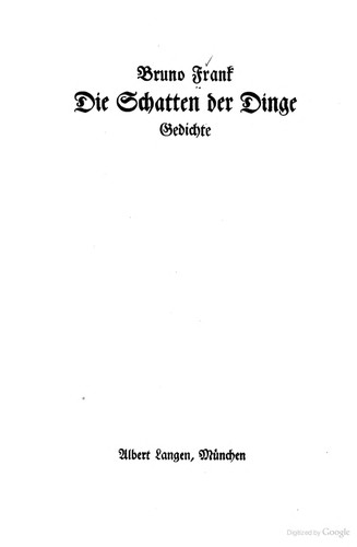 Die Schatten der Dinge