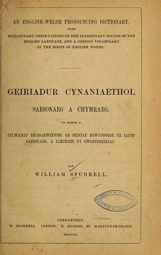An English-Welsh pronouncing dictionary