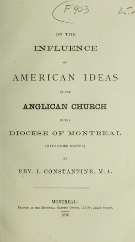 On the influence of American ideas in the Anglican Church in the Diocese of Montreal