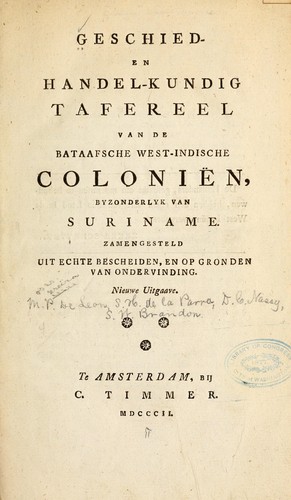 Geschied- en handel-kundig tafereel van de Bataafsche West-Indische coloniën