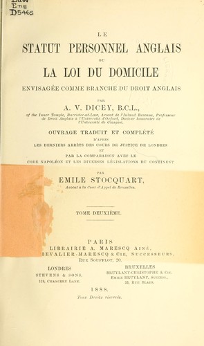 Le statut personnel anglais