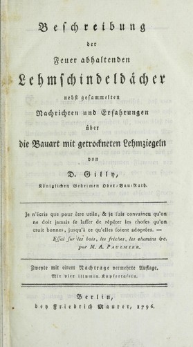 Beschreibung der Feuer abhaltenden Lehmschindelda cher