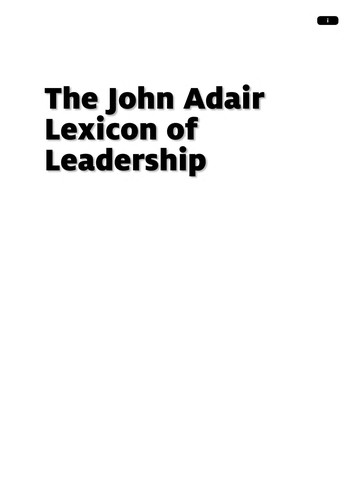 The John Adair lexicon of leadership