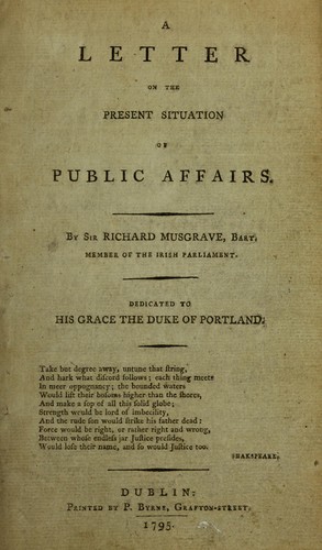 A letter on the present situation of public affairs