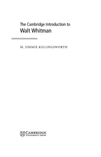 CAMBRIDGE INTRODUCTION TO WALT WHITMAN