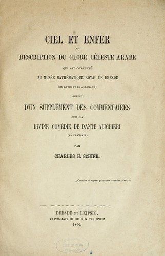 Ciel et enfer, ou, Description du globe céleste arabe qui est conservé au musée mathématique royal de Dresde (en latin et en allemand)