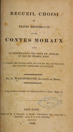 Recueil choisi de traits historiques et de contes moraux