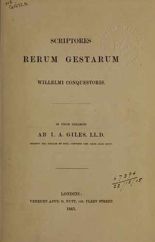 Scriptores rerum gestarum Willelmi Conquestoris