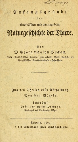 Anfangsgründe der theoretischen und angewandten Naturgeschichte der Thiere