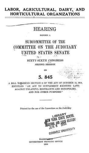 Labor, agricultural, dairy, and horticultural organizations