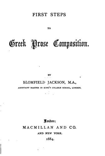 First Steps to Greek Prose Composition