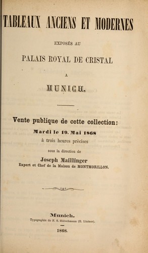 Tableaux anciens et modernes exposés au palais royal de cristal a Munich