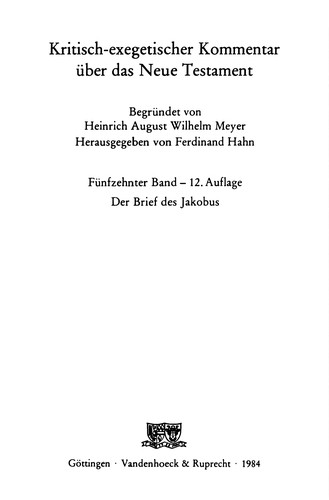 Kritisch-exegetischer Kommentar u ber das Neue Testament