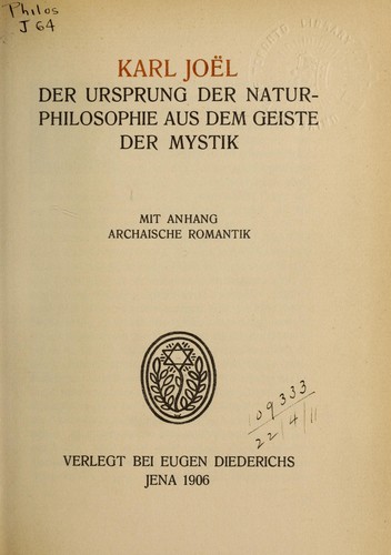 Der Ursprung der Natur-Philosophie aus dem Geiste der Mystik