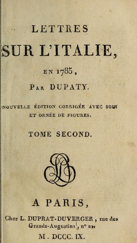 Lettres sur l'Italie, en 1785